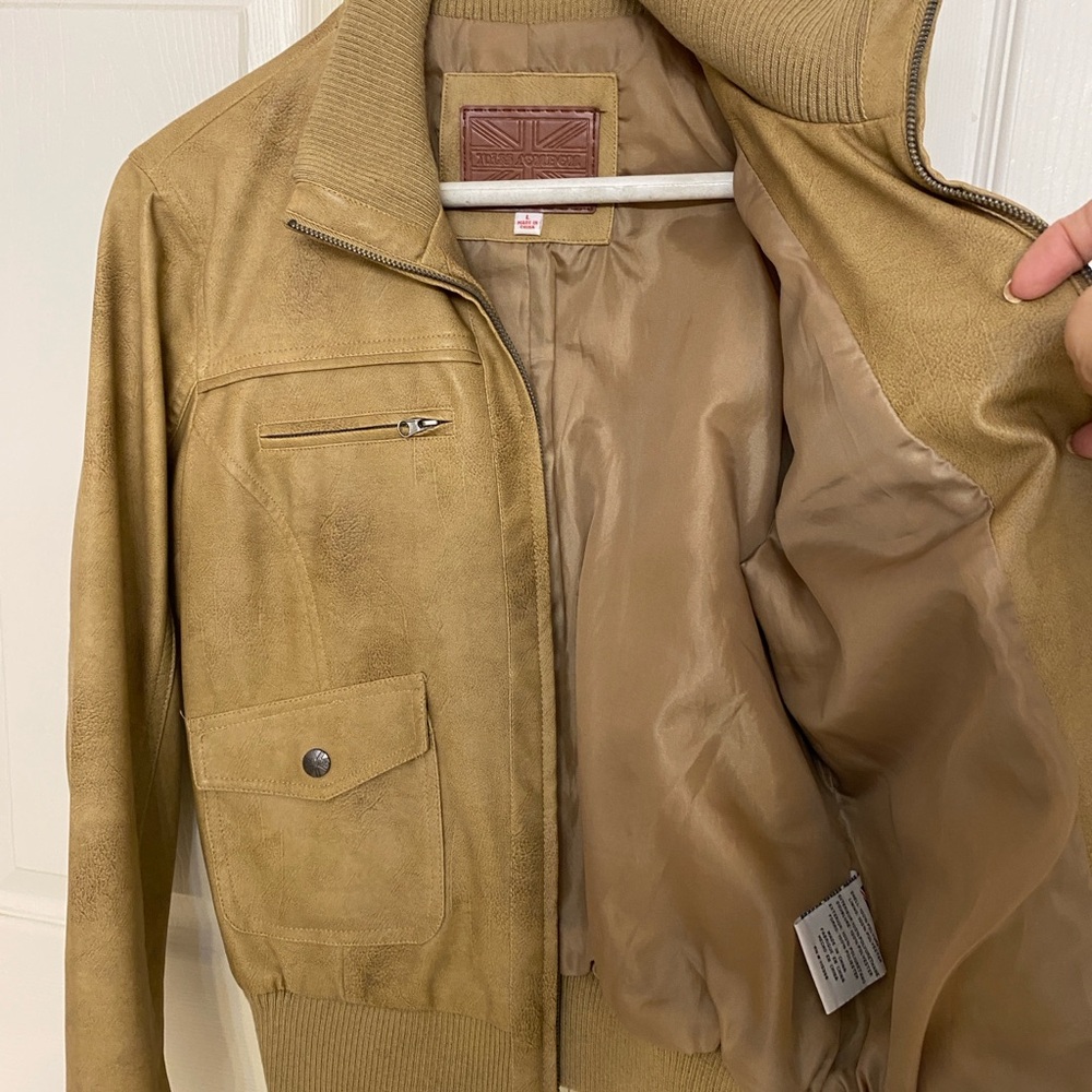 Beige leather imitation Beige Jacket, Brand Miss London, Large